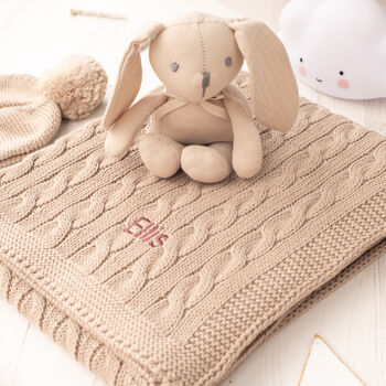 Toffee Moon Luxury Cotton Baby Blanket And Toy Rabbit, 12 of 12