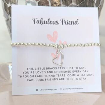 Friendship Bracelet Silver Heart Stretch Bracelet, 2 of 9