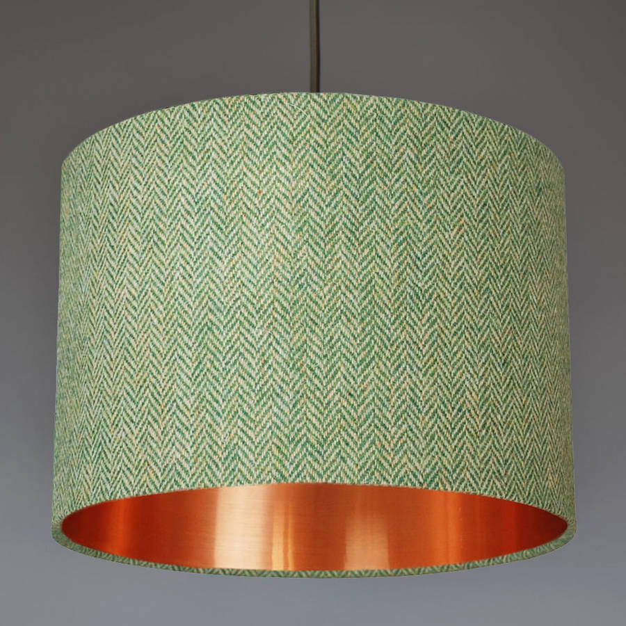 Green Harris Tweed Lampshade Choice Of Metallic Lining By Quirk Lampshade Choice Of Metallic Lining Green With Copper