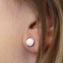 Sterling Silver White Opal Stud Earrings, thumbnail 2 of 8