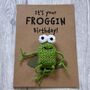 Frog Crochet Birthday Card Handmade, thumbnail 4 of 12