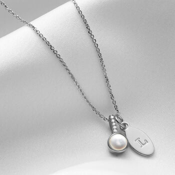 Birthstone Necklace With Diamonds In Sterling Silver, 2 of 12
