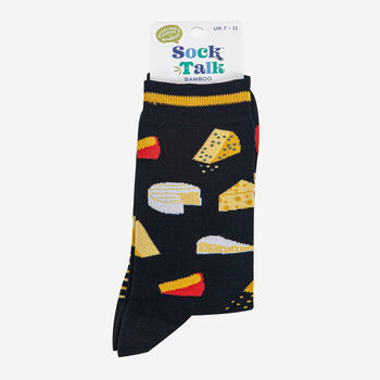 Men's Cheese Board Bamboo Socks Black, 3 of 4