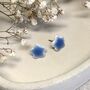 Small Blue Forget Me Not Ceramic Earrings, thumbnail 8 of 8