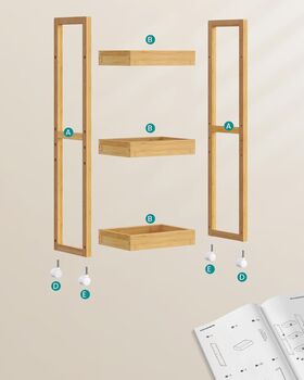 Three Tier Small Shelf Bamboo Bathroom Trolley Storage, 7 of 8