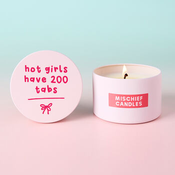 Funny Multitask Gift Hot Girls Have 200 Tabs Stocking Filler Candle, 3 of 5