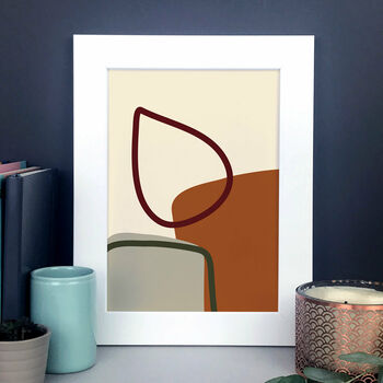 Modern Abstract Shapes Wall Art In Brown And Green, 3 of 5