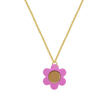 Daisy Flower Pendant Necklace Chain In Purple, 2 of 4
