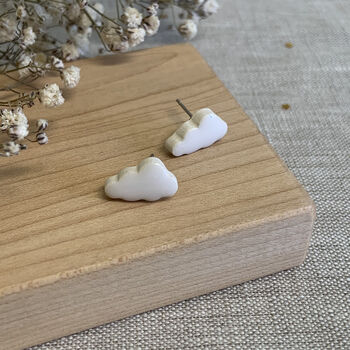 Tiny Cloud Ceramic Stud Earrings, 4 of 5