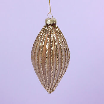 G Decor Gold Ribbed Christmas Tree Decorations, 4 of 5