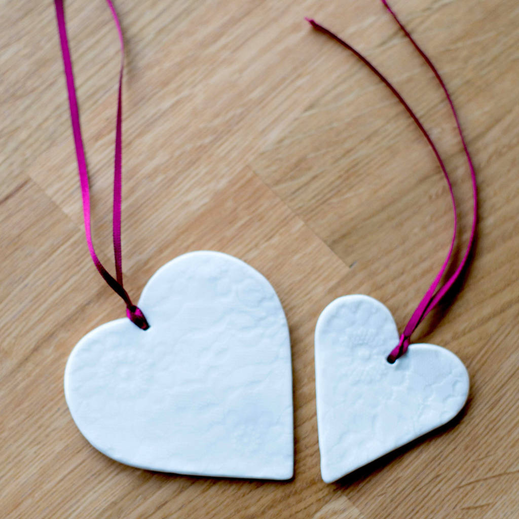 porcelain ceramic heart decoration by kirsty adams ceramics