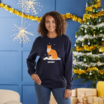 Personalised Cotton Fox Family Adult Christmas Jumper, 3 of 5