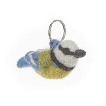 Handmade Felt Fairtrade Blue Tit Keyring, 2 of 6