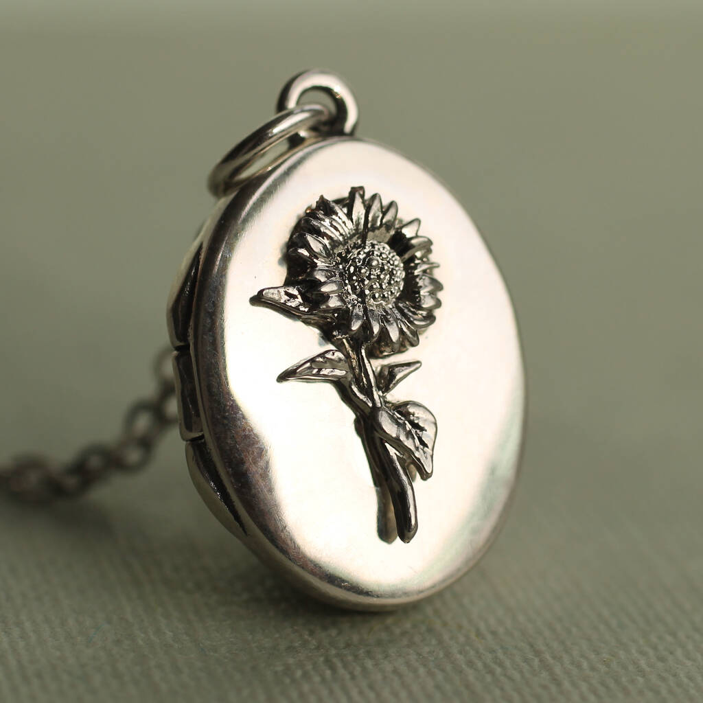 Personalized Sunflower Birth Flower Locket, 1 of 8