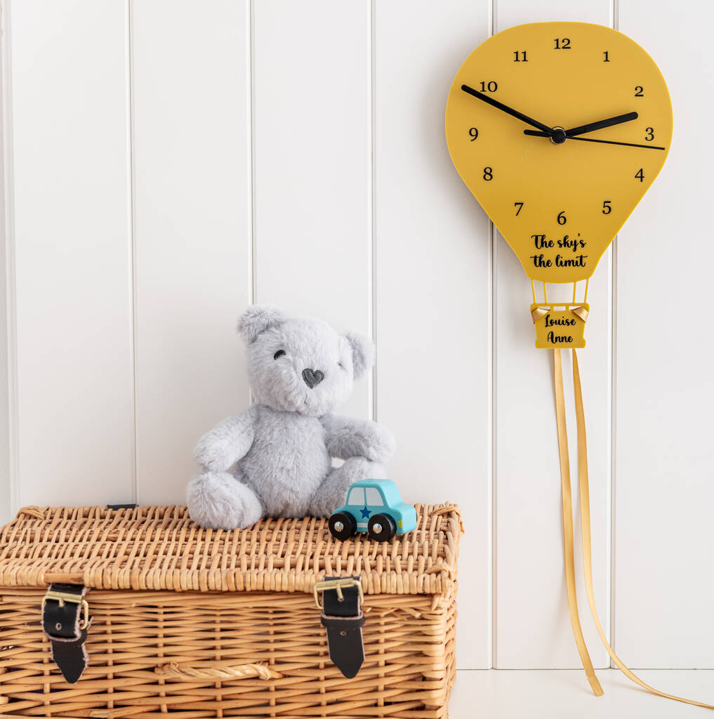 Children's Hot Air Balloon Personalised Clock, 1 of 6