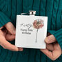 Personalised Watercolour Birth Flower White Hip Flask, thumbnail 1 of 5