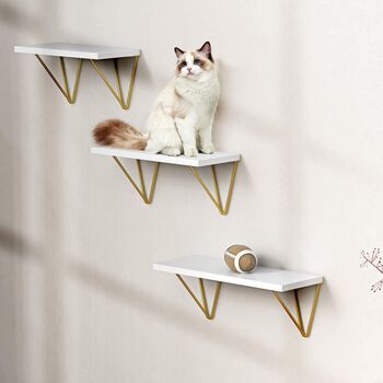 Pack Of Three Gold White Floating Display Shelves, 3 of 4
