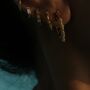 18 Kt Gold Pave Bamboo Heart Hoop Earrings, thumbnail 7 of 9