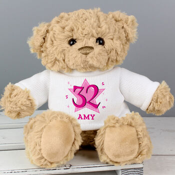 Personalised Pink Any Age Birthday Teddy Bear, 2 of 4