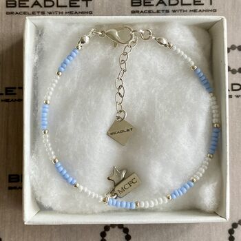 Manchester City Mcfc Bead Bracelet With Heart Charm, 3 of 5