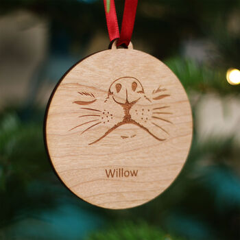 Wooden Personalised Dog Nose Christmas Tree Bauble, 4 of 4