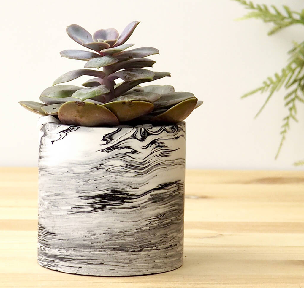 Handmade Jesmonite Marble Indoor Plant Pot By Periwinkle And Clay