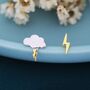Mismatched Cloud And Lightning Bolt Stud Earrings, thumbnail 1 of 9