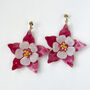 Fuschia Columbine Flower Statement Dangle Earrings, thumbnail 1 of 5