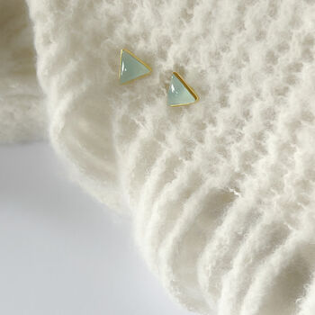 Aqua Chalcedony Triangle Stud, 3 of 5