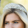 Emma Silver Plated Crystal And Pearl Cluster Tiara, thumbnail 2 of 6