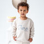 Personalised Big 'Two' Embroidered Second Birthday Sweatshirt Jumper, thumbnail 1 of 7