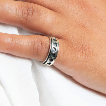 Personalised Sterling Silver Oxidised Heart Spinner Ring, 2 of 9