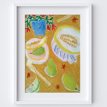 Melon Dining Table Art Print Watercolour Food Poster, 2 of 2