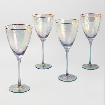 G Decor Set Of Four Grey Hammered Wine Glasses, 3 of 4
