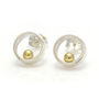 Silver With Gold Ball Open Circle Stud Earrings, thumbnail 3 of 8