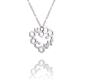Sterling Silver Love Chemistry Geometric Heart Necklace, 2 of 9