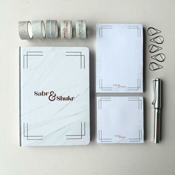 Sabr And Shukr Stationery Gift Set White And Rose Gold, 2 of 8