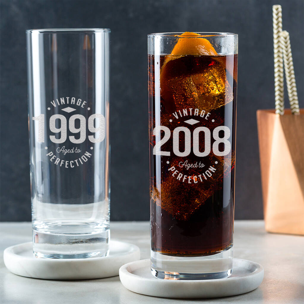 'Vintage Aged To Perfection’ Highball Glass For His Birthday, 1 of 4