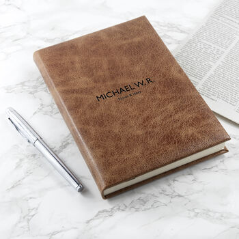 Personalised Natural Tan Leather Notebook, 4 of 12