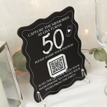 3D Acrylic Qr Code Birthday Wavy Edge Party Sign, 2 of 3