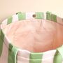 Wide Pink And Green Striped Tote Bag, thumbnail 3 of 4
