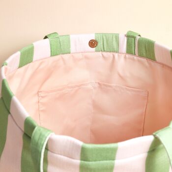 Wide Pink And Green Striped Tote Bag, 3 of 4