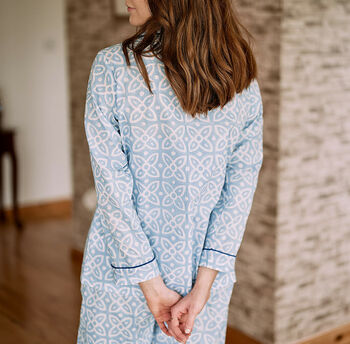Powder Blue Moroccan Print Handmade Pyjama Set, 11 of 12