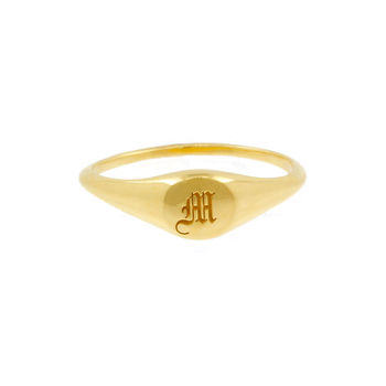 Mini Initial Signet Ring Silver/Gold, 5 of 7