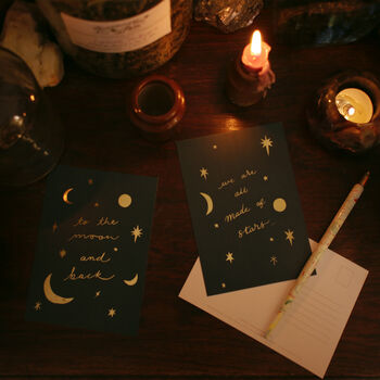 Moon And Back Celestial Love You Postcard, 4 of 4