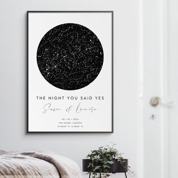 Engagement Gift Personalised Star Map Print Present, 2 of 4