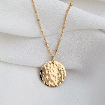 Mini Thea Hammered Disc Pendant Necklace, 3 of 3