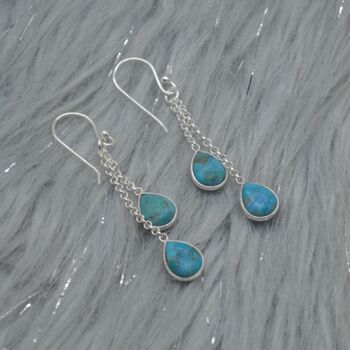 Turquoise Dangle Silver/Gold Earrings, 2 of 8