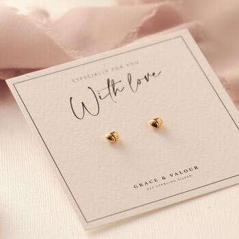Tiny Gold Or Rose Gold Love Heart Studs, 5 of 11