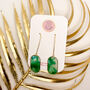 Transparent Green Oval Statement Earrings For Her, thumbnail 3 of 9